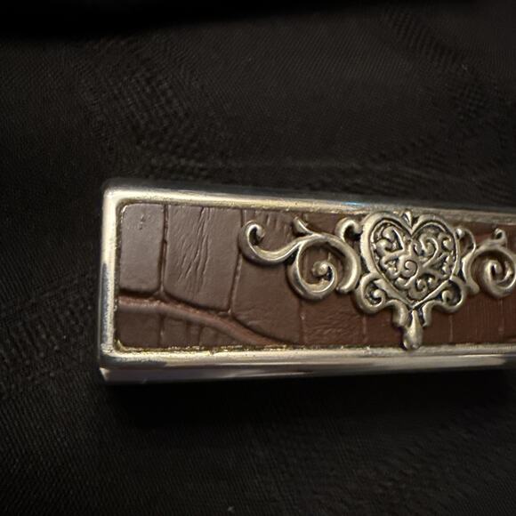 Silverplate With Moc Croc Top Lipstick Case W/ Mirror, Beautifully detailed CASE - Picture 3 of 15